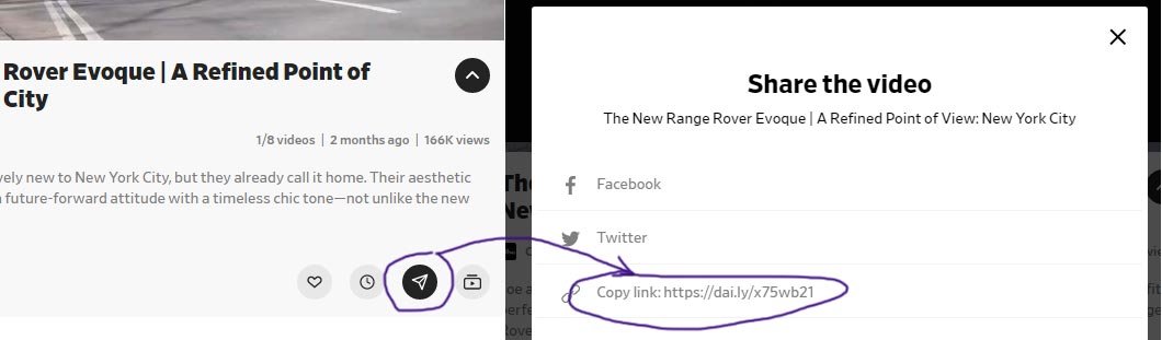 click for full image how to copy dailymotion post video link